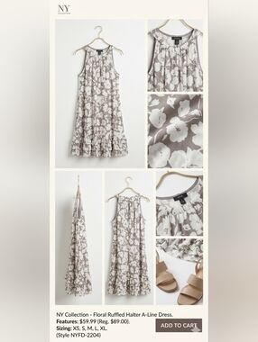 MSK Gray and White Floral Mini Dress